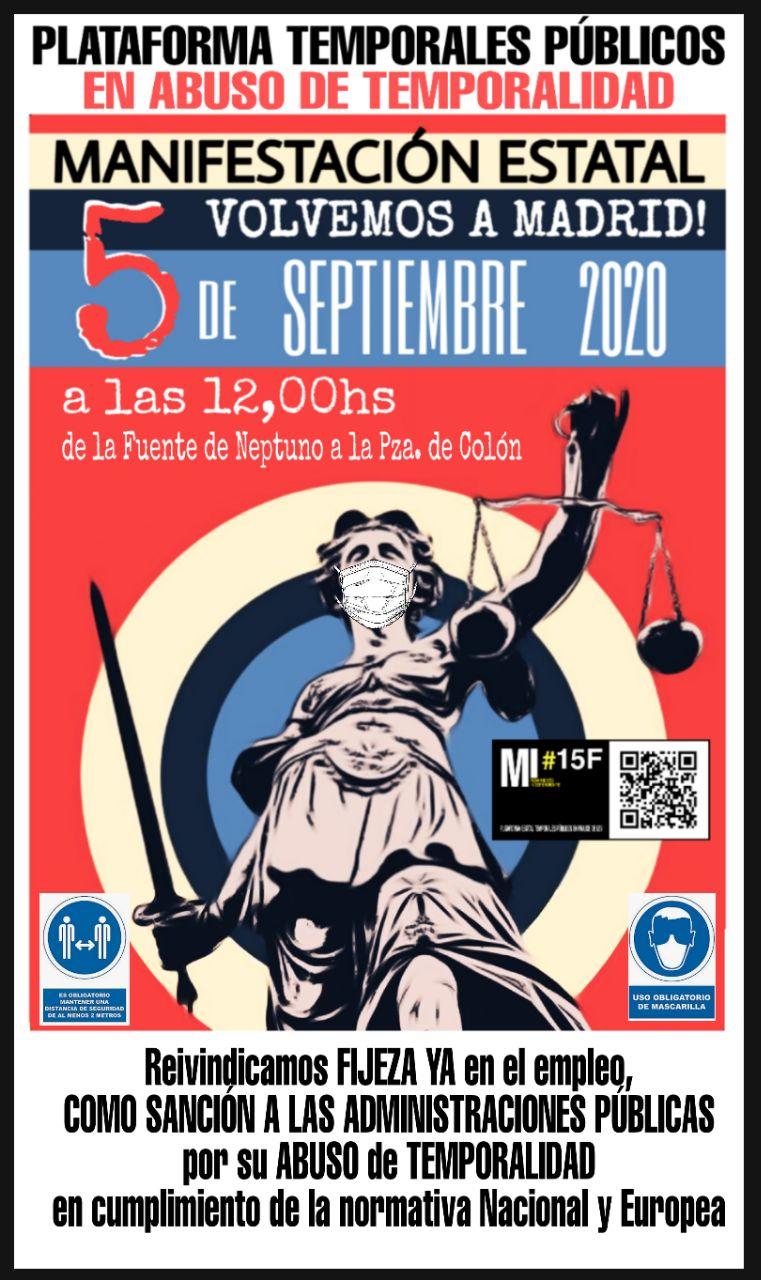 Cartel principal de la Manifestación del 5 de septiembre en Madrid por la FIJEZA del Empleado Público